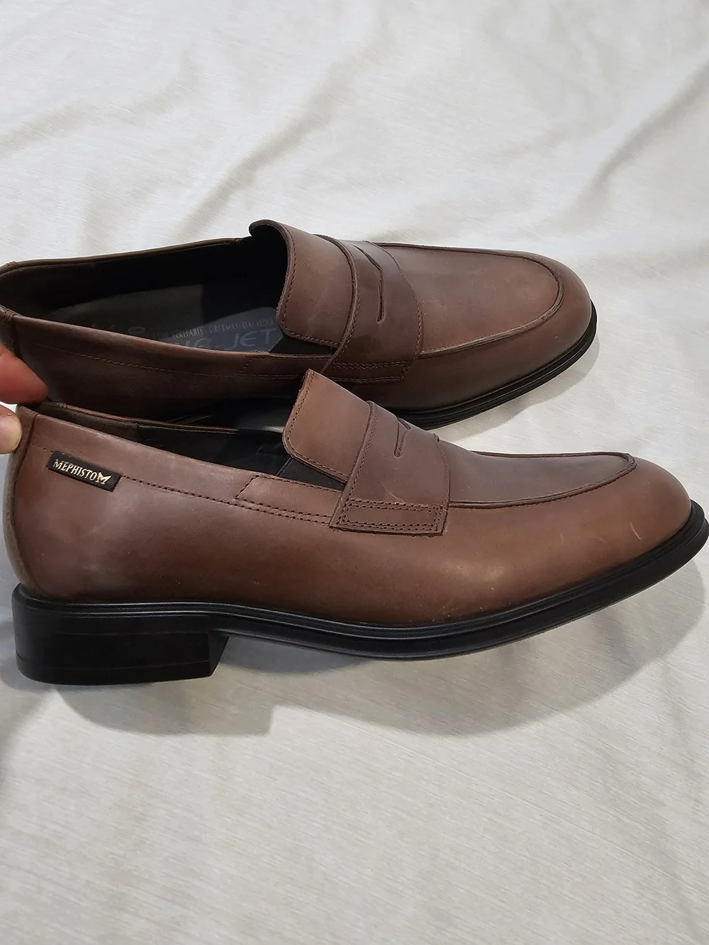 Mephisto Brown Leather Slip-On Penny Loafers